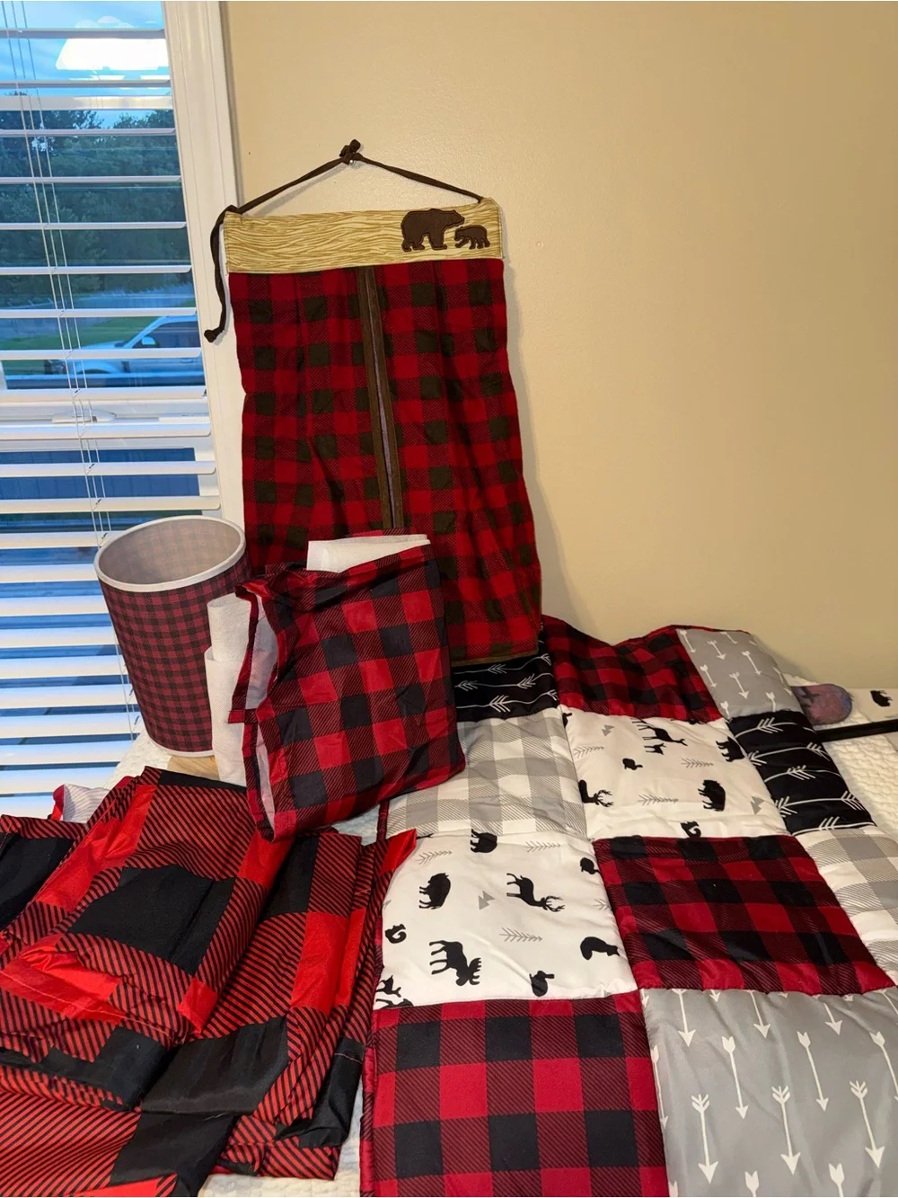 Red and Black Buffalo Plaid Home Bedding Set - Cozy Patchwork Quilt baby boy